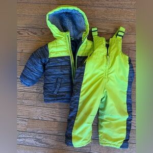 AQ Neon Yellow Kids Winter snowsuit set - Size 2T
